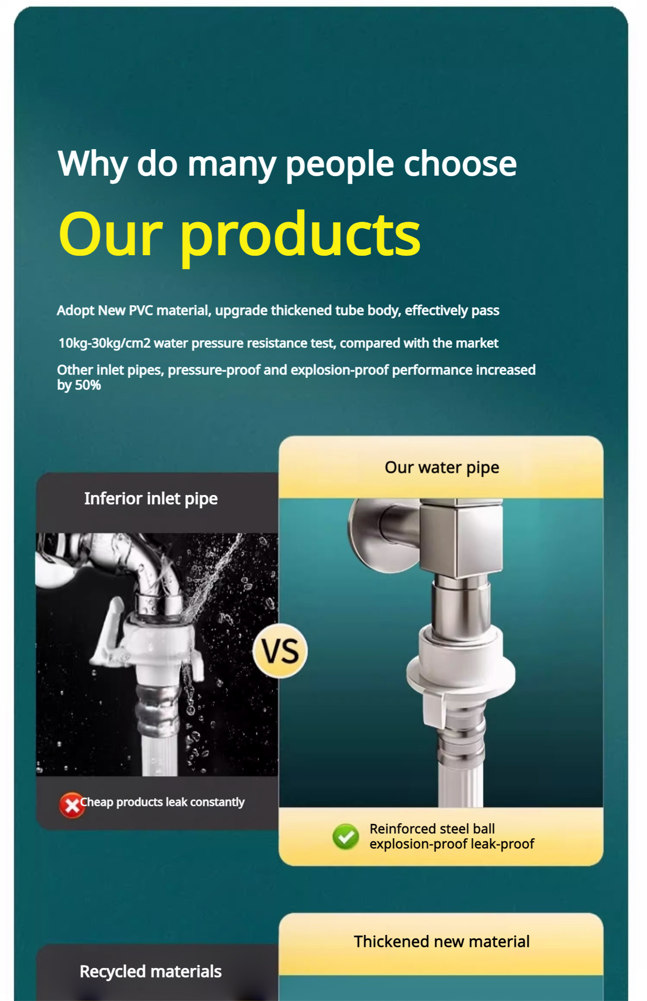 Fully automatic washing machine water inlet hose, universal extended ...