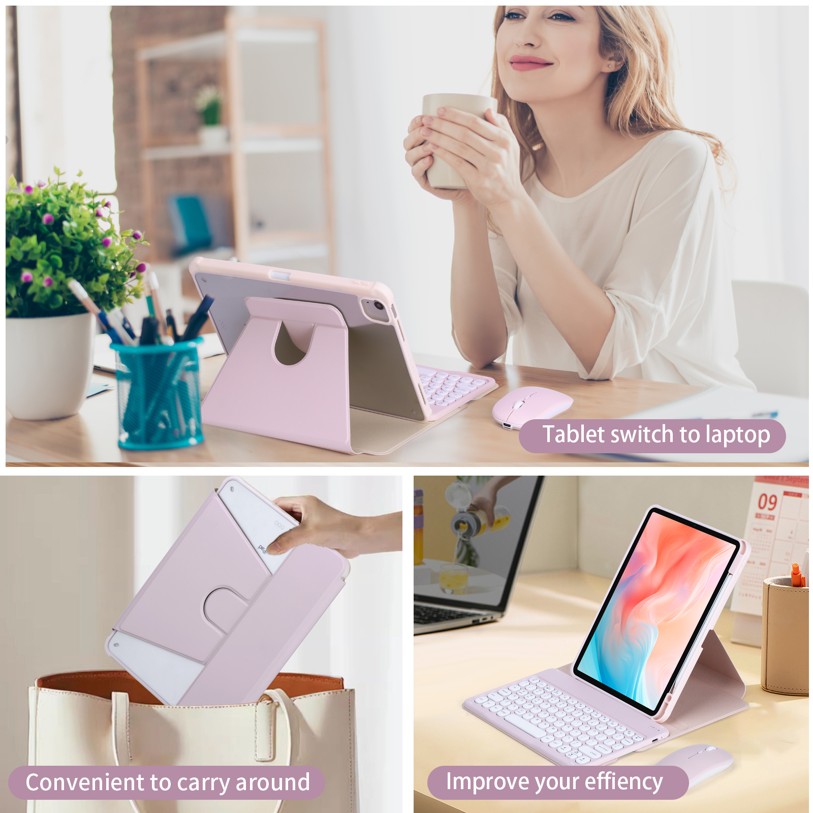360° Rotation Case+ Magnetic Keyboard + Mouse For iPad 7th 8th 9th 10th ...