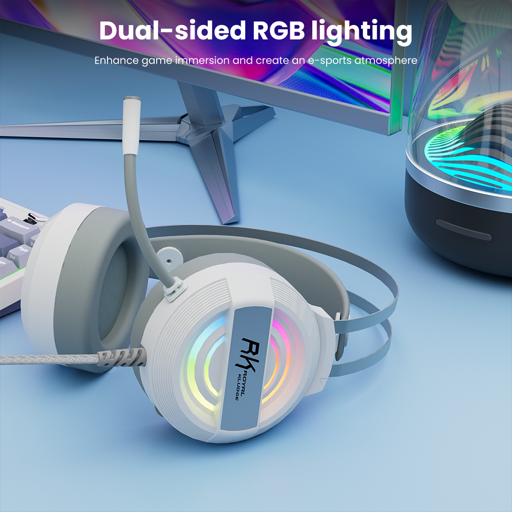 Royal Kludge RK computer cute led rgb wired gamer cat ear gaming ...