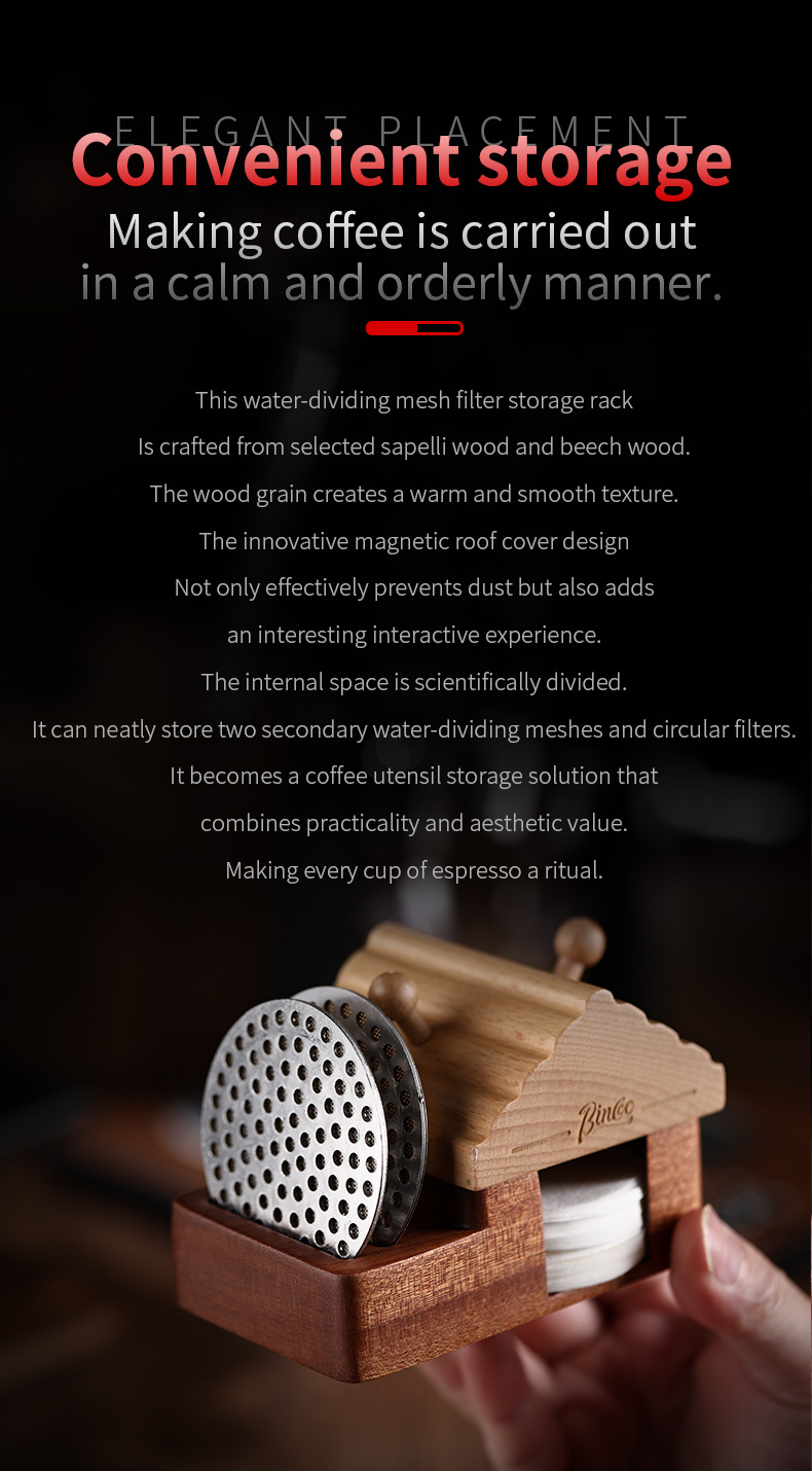 BINCOO Solid Wood Water Divider Net Storage Rack Round Filter Paper ...
