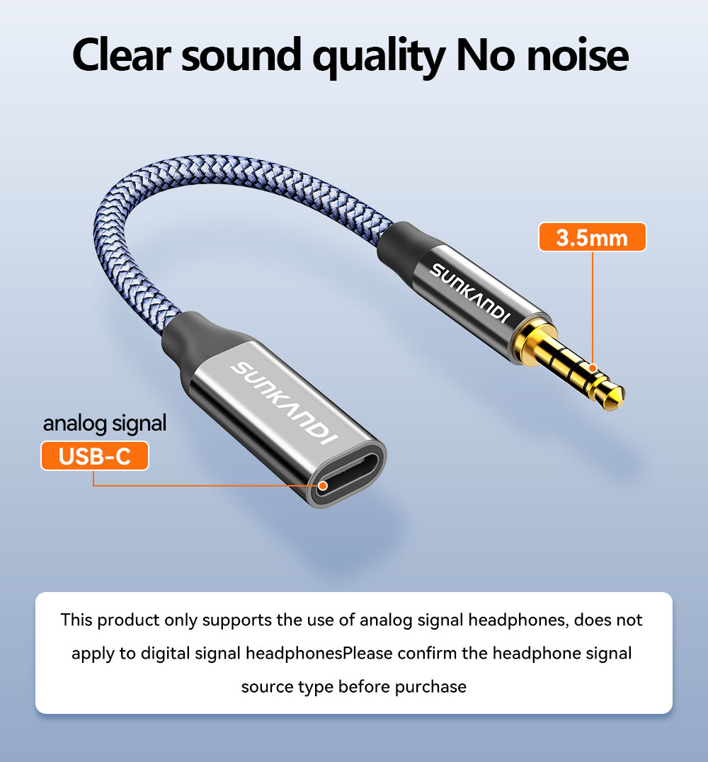 SUNKANDI 3.5mm TRRS Male to Type-C Female Converter, Headphone ...
