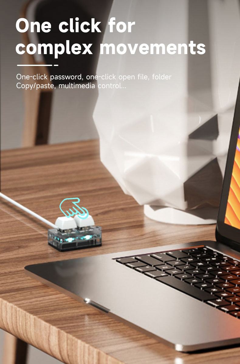 Copy Paste Shortcut Keyboard 2 Keys Programmable Mini Keypad Hot-Swap ...