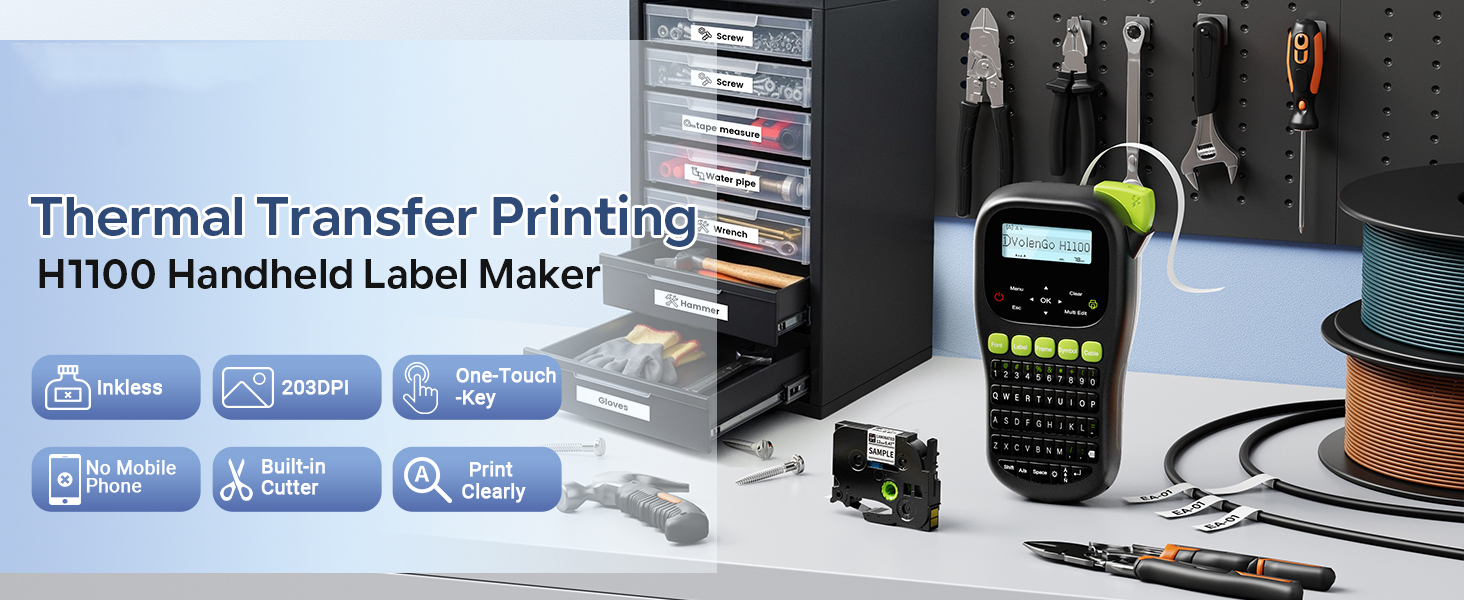 Phomemo H1100 Label Printer With Tape,Handheld Labeling Maker,Upgraded ...