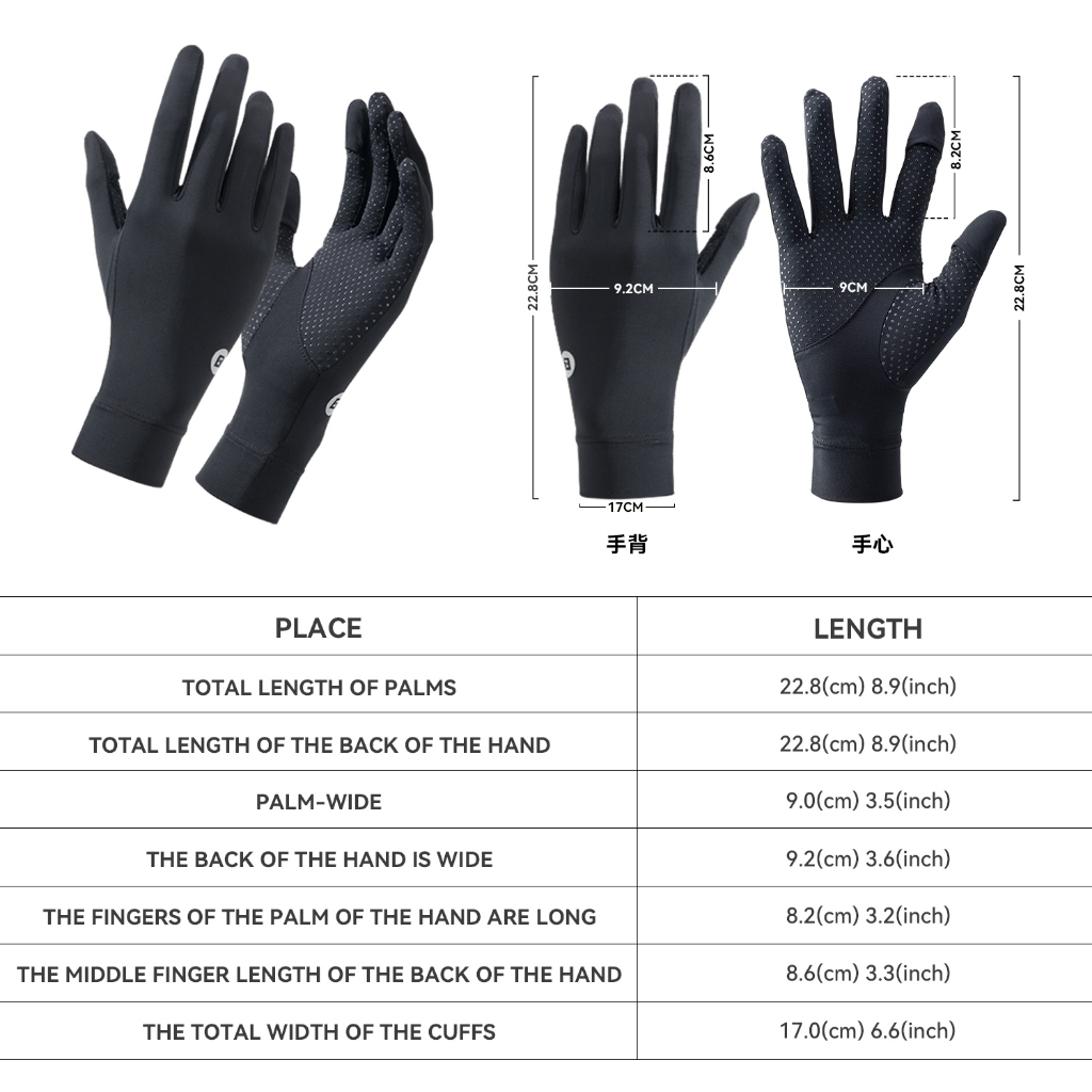 【MY Delivery】ROCKBROS Bicycle Ice Silk Full Finger Gloves UV Protection ...
