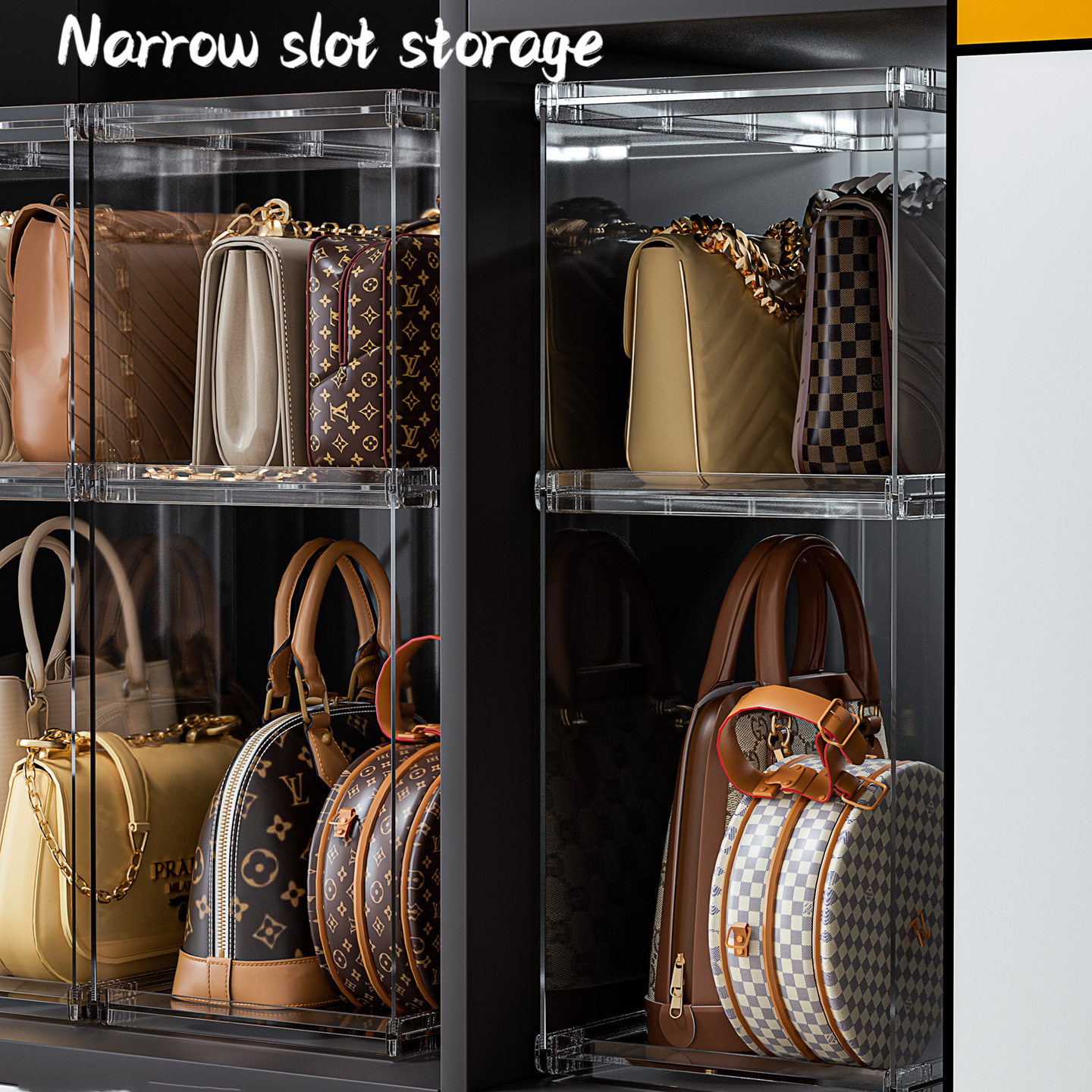 Prevent Deformation Bag Storage Box Transparent Stackable Handbag Tote ...