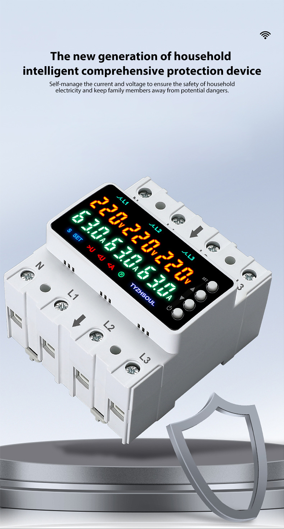 3 Phase 4-wire DIN Rail Over Under Voltage Protector 63A/100A ...