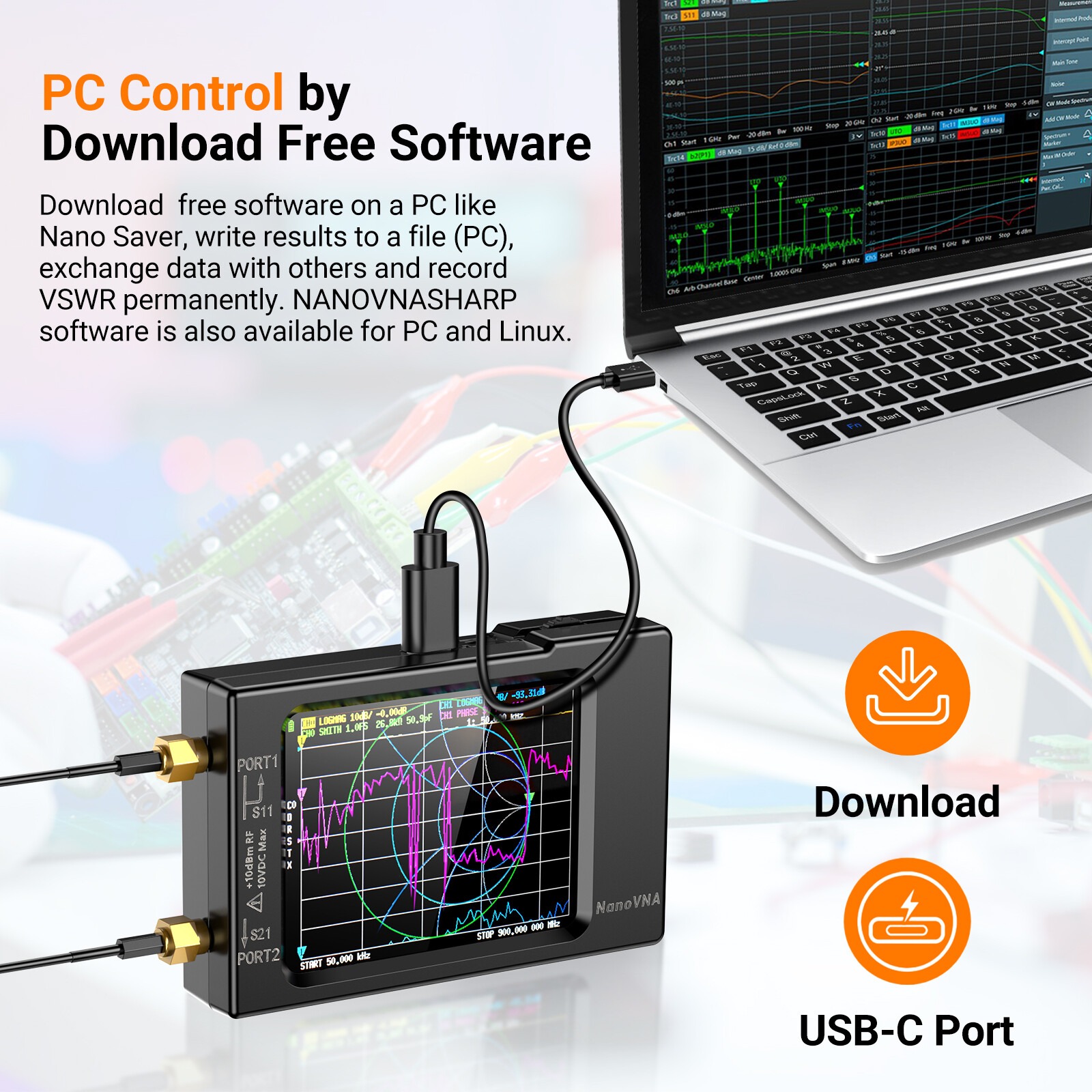2.8 in NanoVNA-H Vector Network Analyzer MF HF VHF UHF W/ Shell Antenna ...