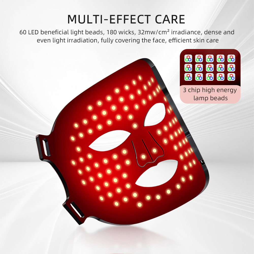 LED Photon Therapy Mask 7 Color Light Facial Skin Care Device - Red ...