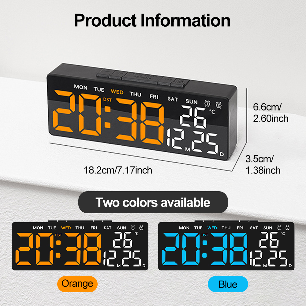 INSMART Multi-function Digital Wall Clock Large Display LED Digital ...