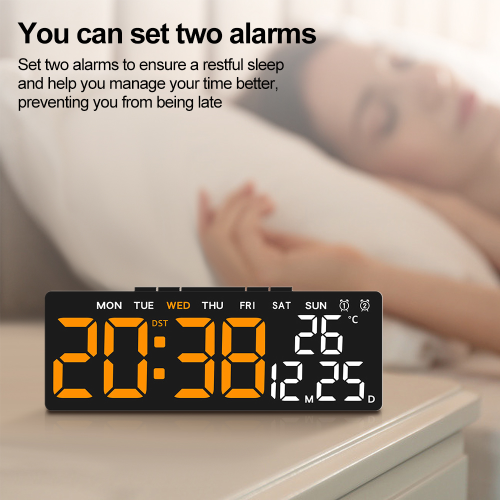 INSMART Multi-function Digital Wall Clock Large Display LED Digital ...