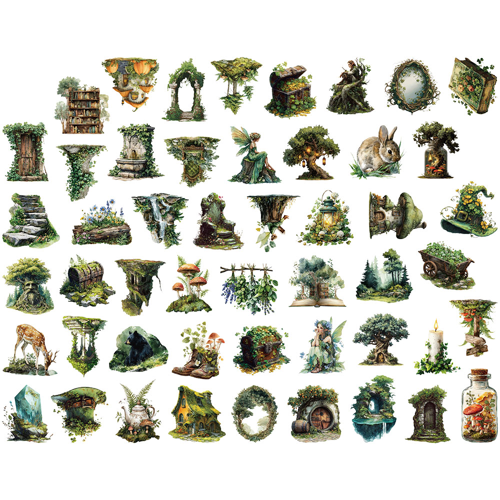 [Large Sticker]50pcs Forest Secret PET Stickers Natural Forest Plant ...