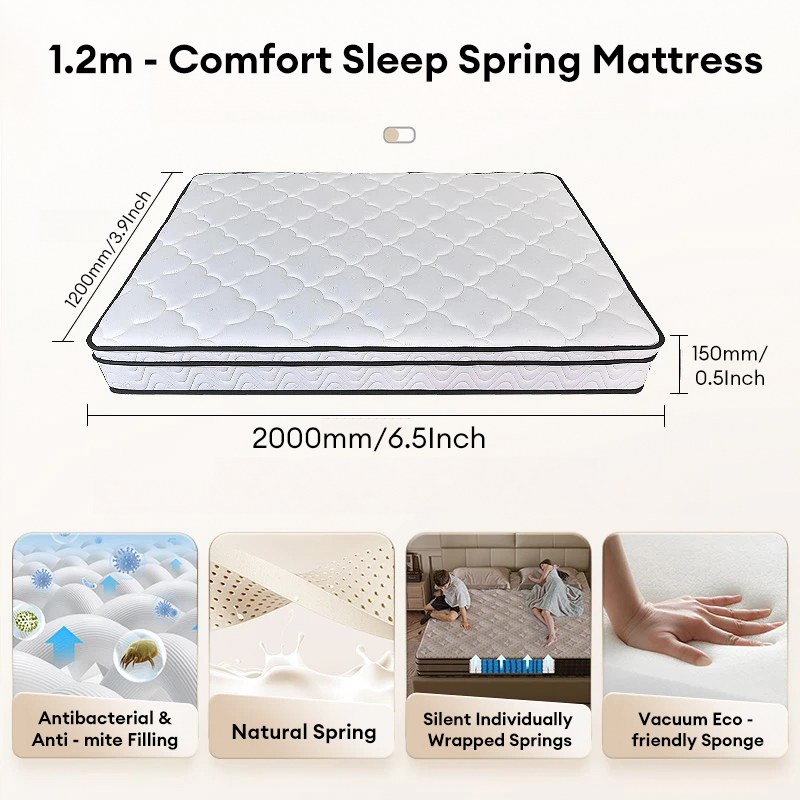 Compressed Pocket Spring Mattress Spinal Support Roll Packed Queen ...