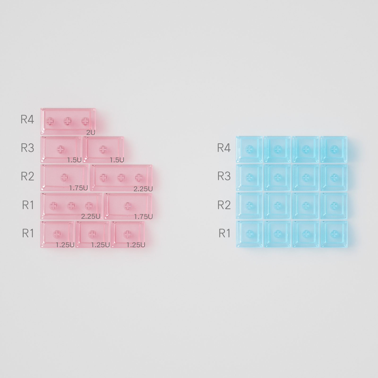 26 Pcs Fog Transparent Keycaps Novelties blank Cherry Profile RGB matte ...