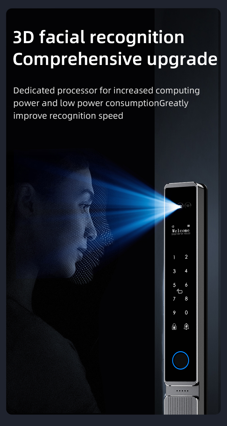 Tuya APP 3D Facial Recognition Smart Fingerprint Door Lock Waterproof ...