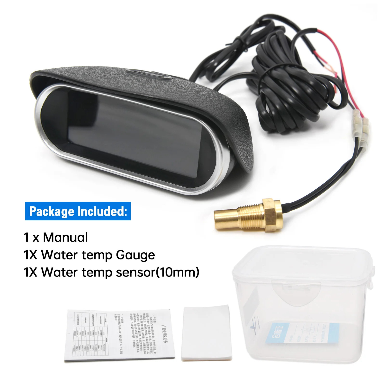 Auto LCD Water Temperature & Voltmeter Gauge 2 in 1 With Joint Pipe ...