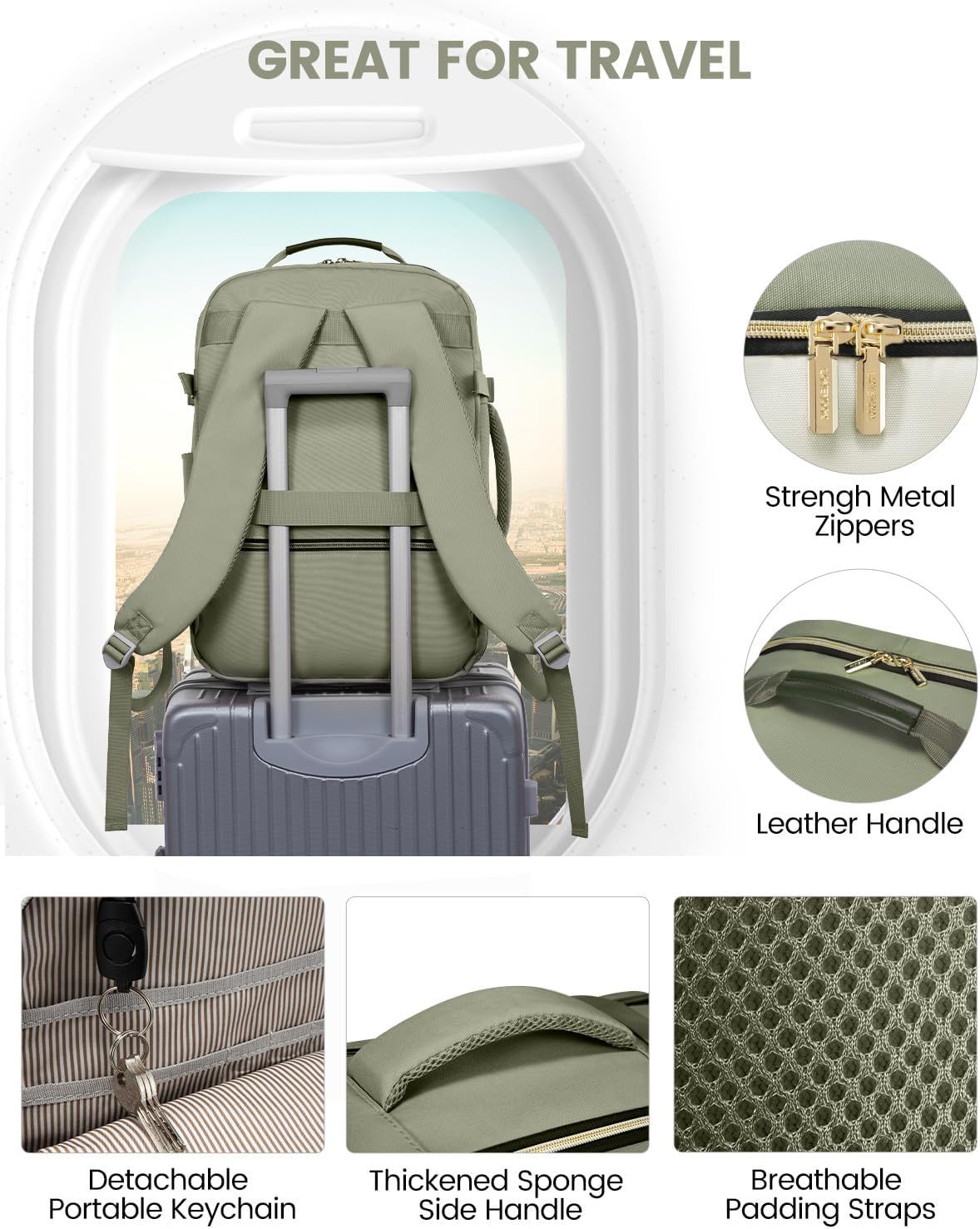 EIATL 4-piece set with 180 ° opening and closing backpack, 17 inch ...