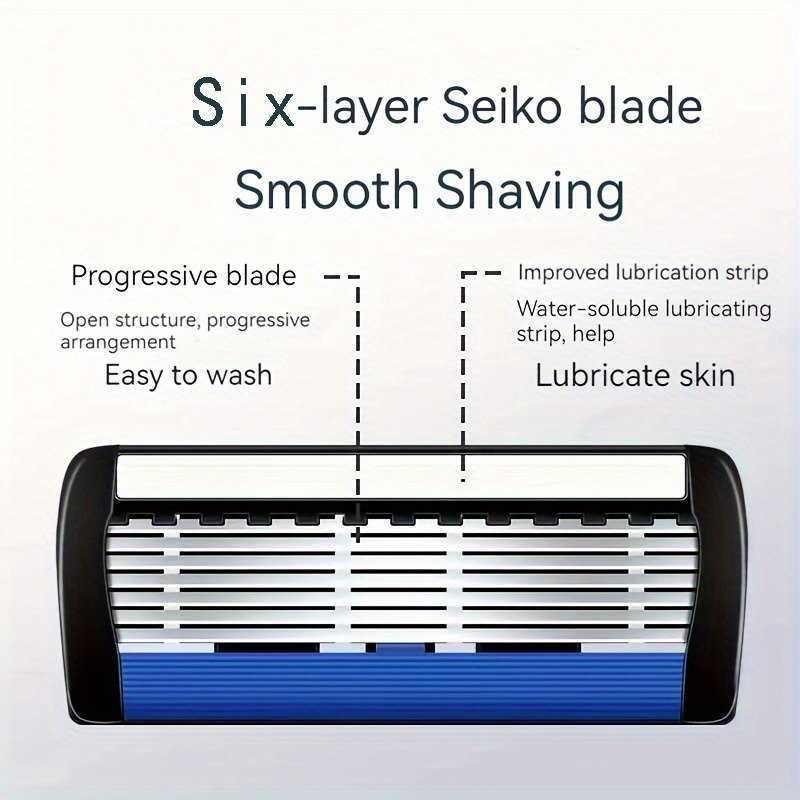 Men's 6-Blade Safety Razor Set - Stainless Steel Replaceable Blades ...