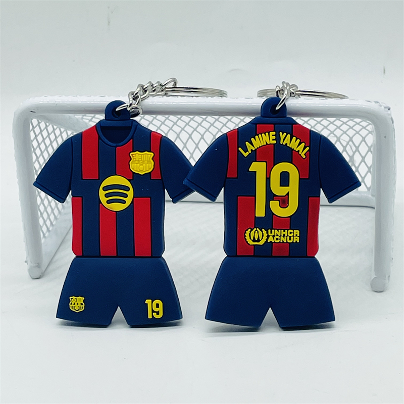 Soccer Suit Shaped Keychains Madrid Mbappe FCB Lewandowski Yamal Reus ...