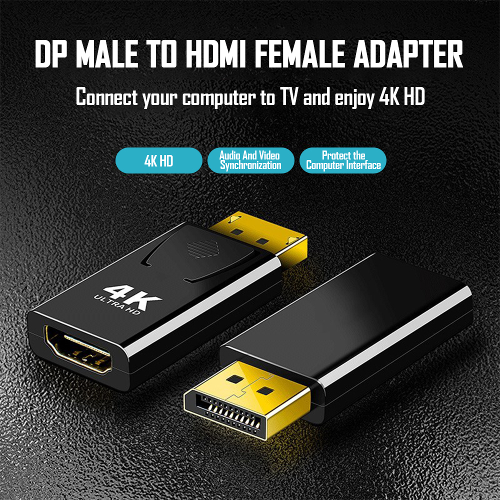 DisplayPort to HDMI Adapter 4K Converter for PC and Laptop Ultra HD ...