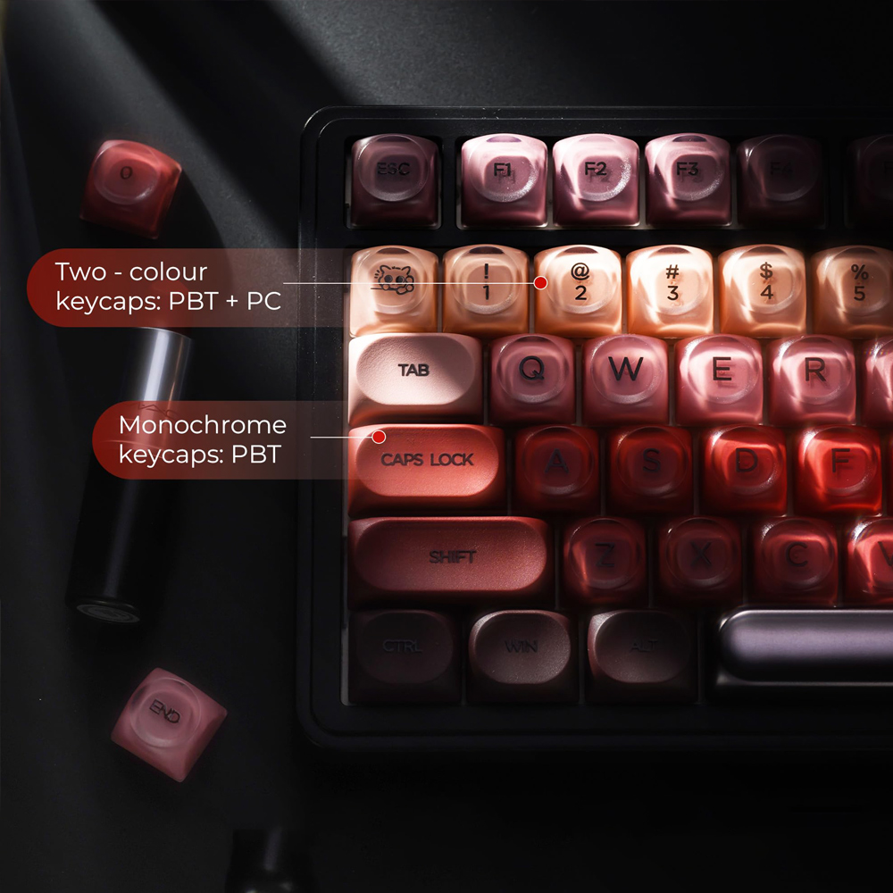 Blush-Pink Jelly Keycaps - MOA /HOA Profile 132Key PBT+PC Material ...