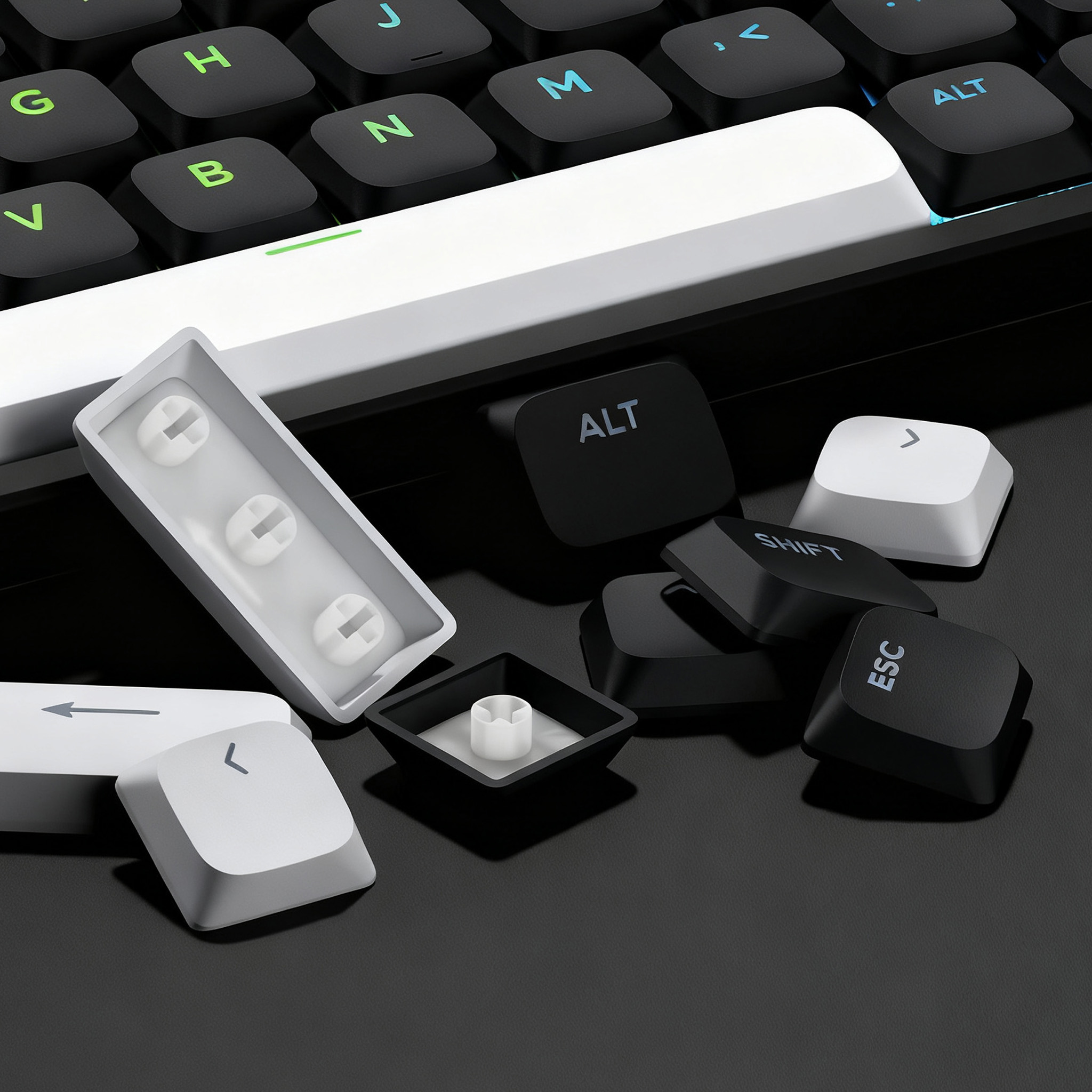 120-Key Low Profile Keycap Top Print Shine Through PBT Keycaps for MX ...