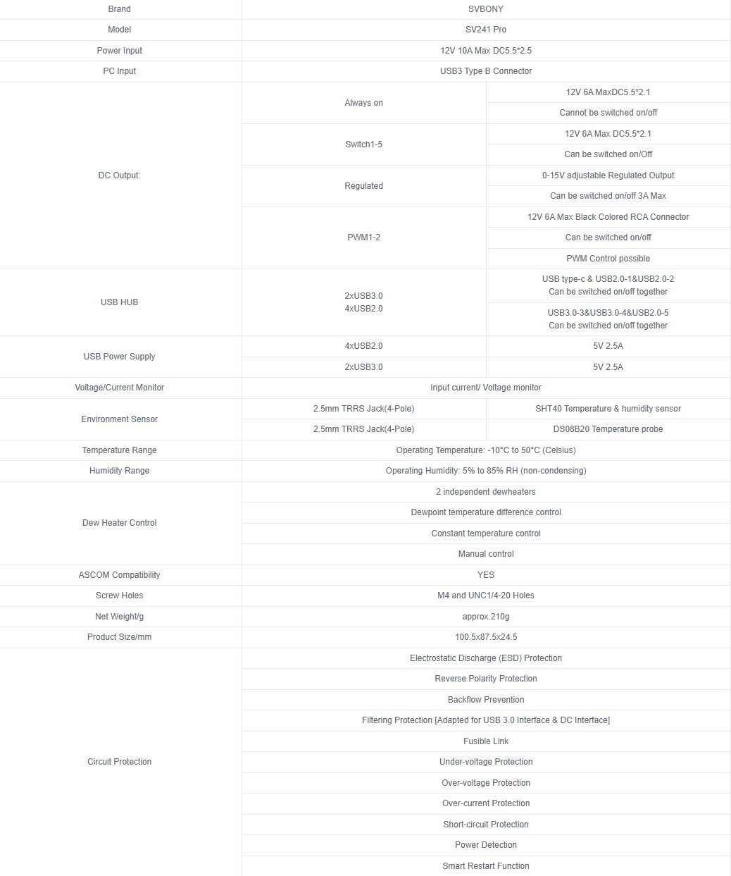 SVBONY SV241 Pro Astro Power Controller Box USB3.0+DC Controller ASCOM ...