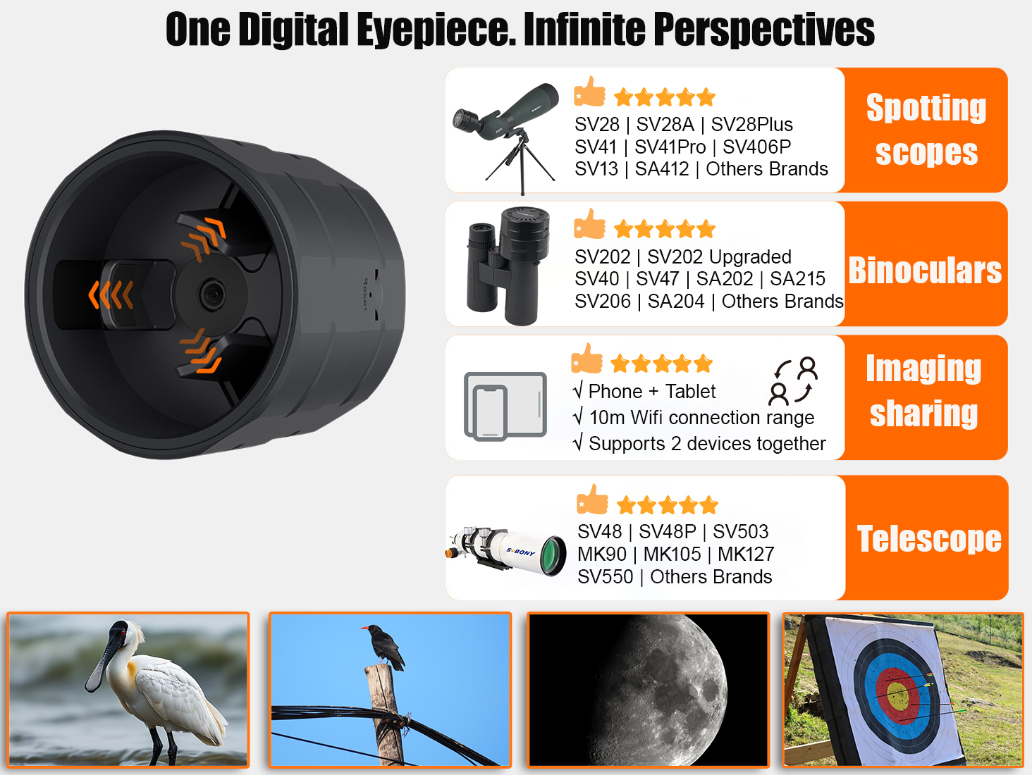 Svbony SC002 WiFi Digiscoping Camera 1080P HD 4 Level Digital Zoom with ...