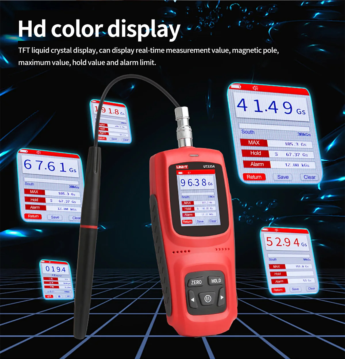 UNI-T Handheld Digital Gauss Meter UT335A UT335B UT335C 0-3000mT ...