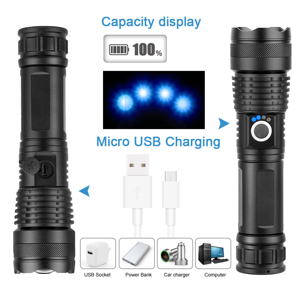 Rechargeable Aluminum Super Bright Zoomable Flashlight - Lampu Suluh ...