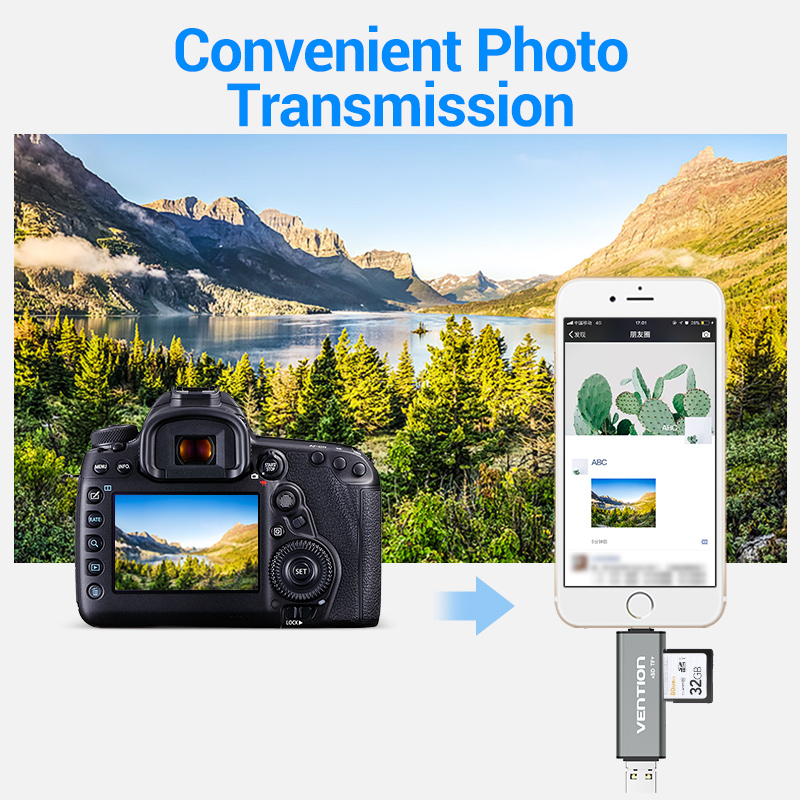 Vention 2 in 1 SD TF Card Reader OTG USB 2.0 3.0 5Gbps 512GB Type C 3.0 ...