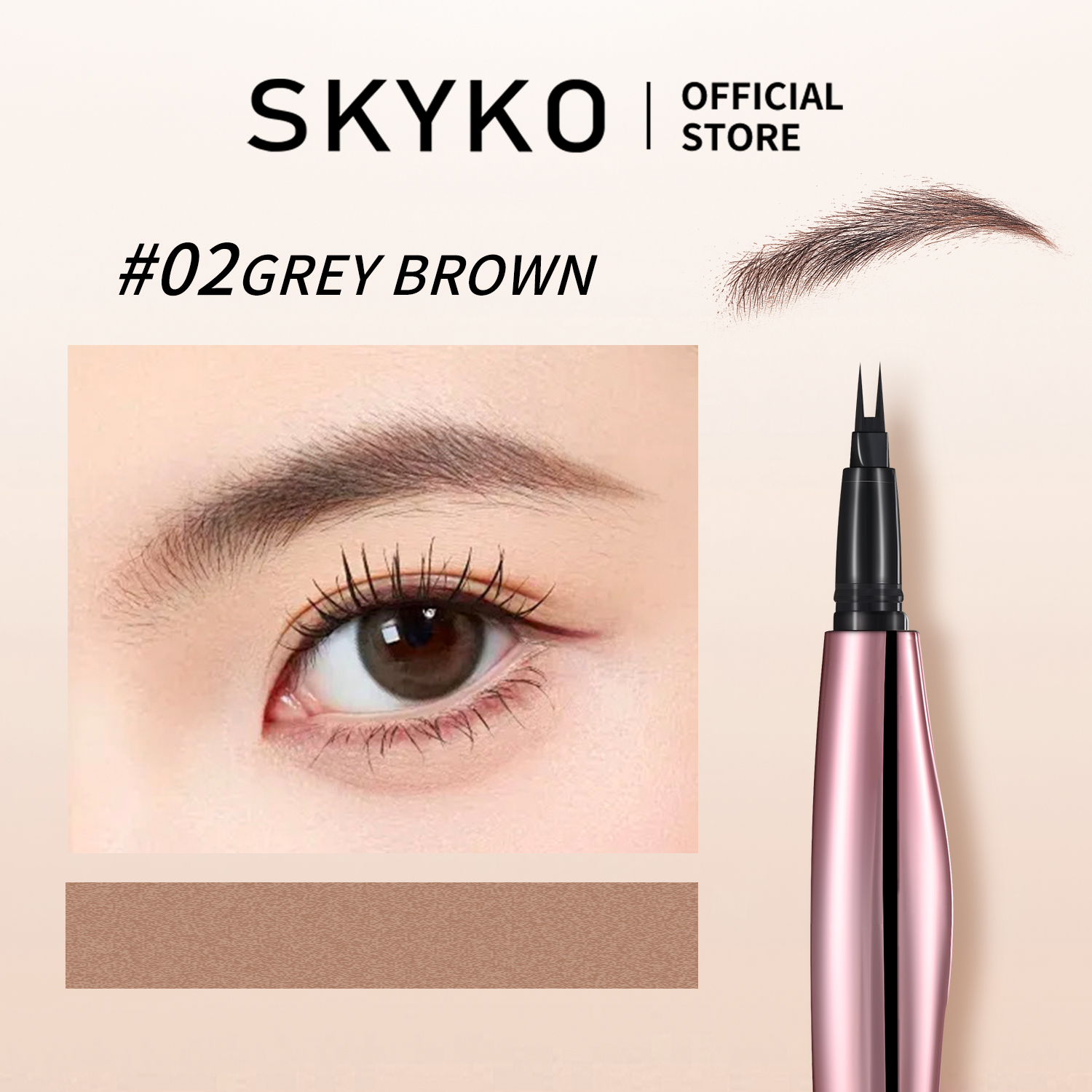 SKYKO Eyebrow Pen Natural 2 Forks Brows Pencil Waterproof 24H Lasting ...