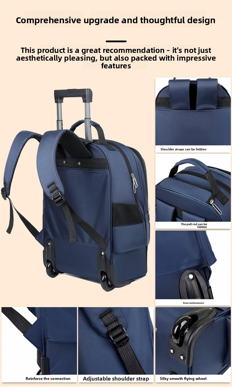ZTZV Rolling Backpack with Wheels Multifunctional Boarding Travel Bag ...