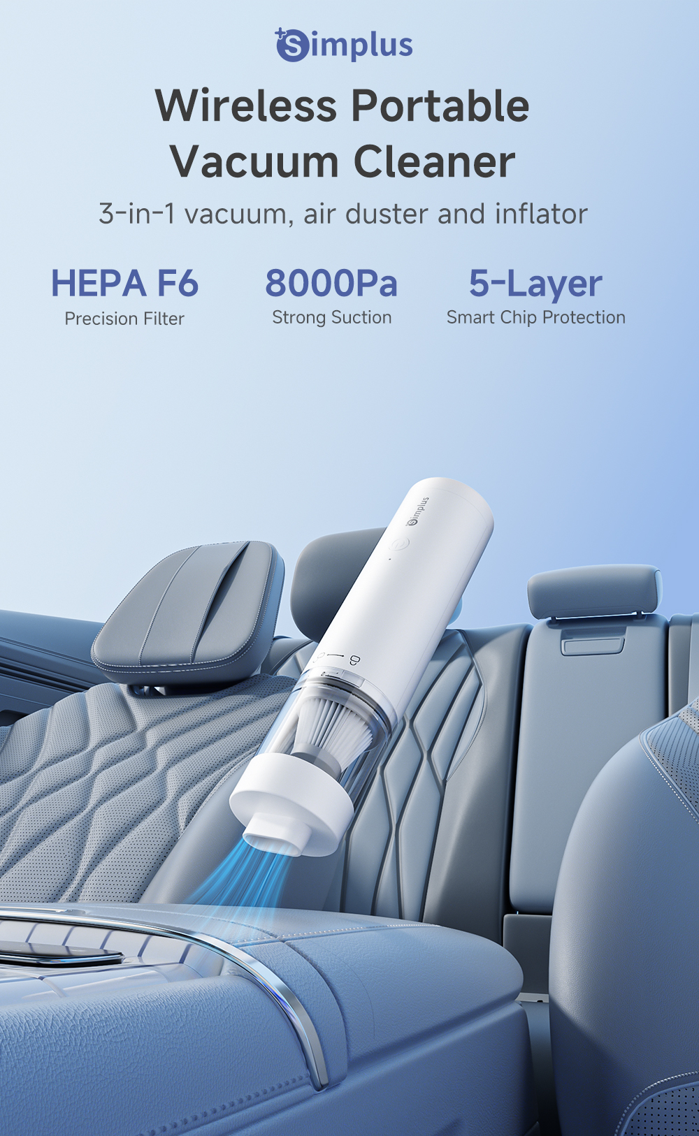 Simplus 8000pa Wireless Vacuum Cleaner | Washable HEPA F6 Filter | ltra ...