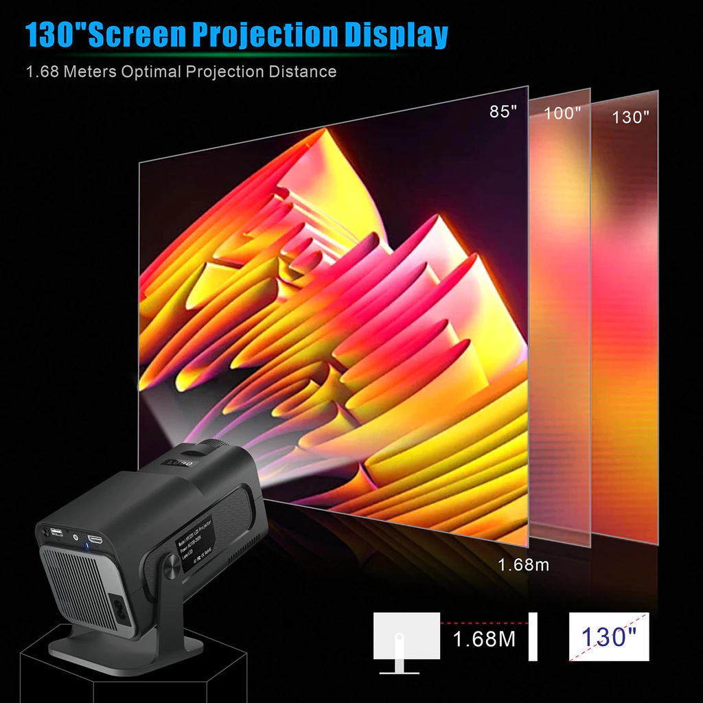 HY320 Projector 4K 390ANSI Native 1080P Wifi6 BT5.0 Android 11 portable ...