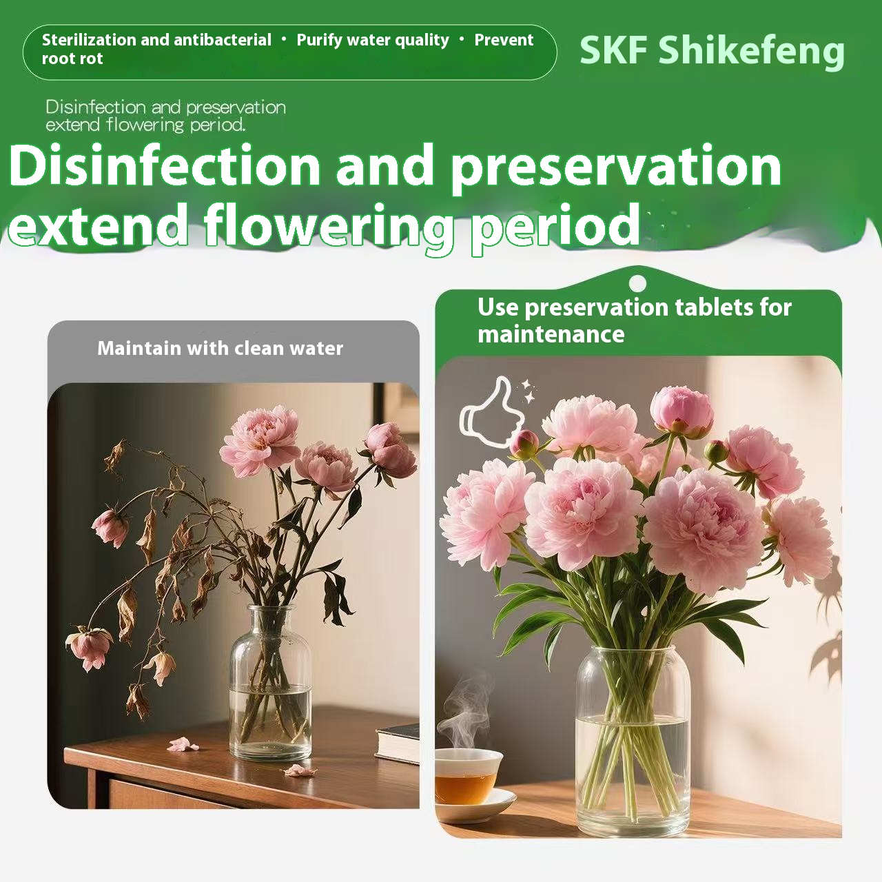 Fresh flower preservation and disinfection tablets extend flowering ...