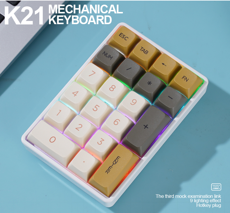 Freewolf K21 Mechanical Numeric Keypad | Tri-Mode Wired+2.4G+BT5.0/BT3 ...