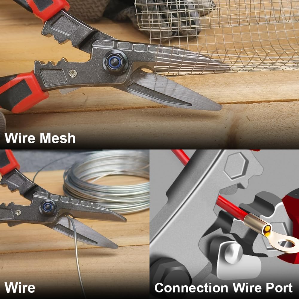 One Piece Utility Scissors Heavy Duty 8.5'', Sharp Tin Snips for Sheet ...