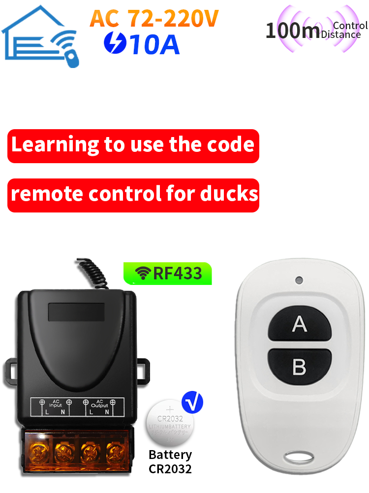 Motor remote control switch, no wiring required, suitable for high ...