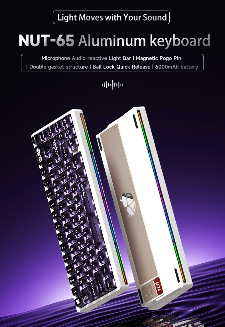 WEIKAV Nut65 Aluminum Wireless Mechanical Keyboard Custom Keyboard 65% ...