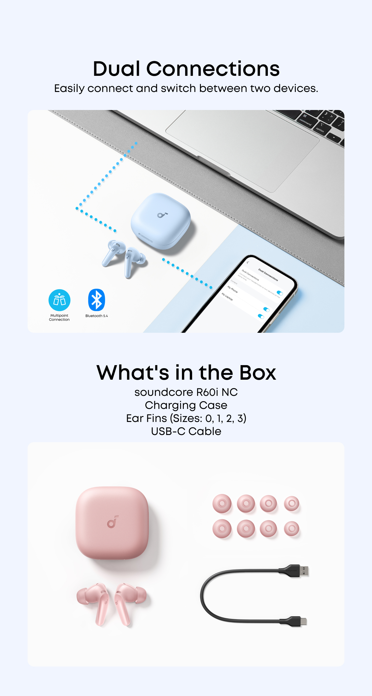 ANKER soundcore R60i NC Wireless Earbuds -52dB ANC Hi-Res Clarify Sound ...