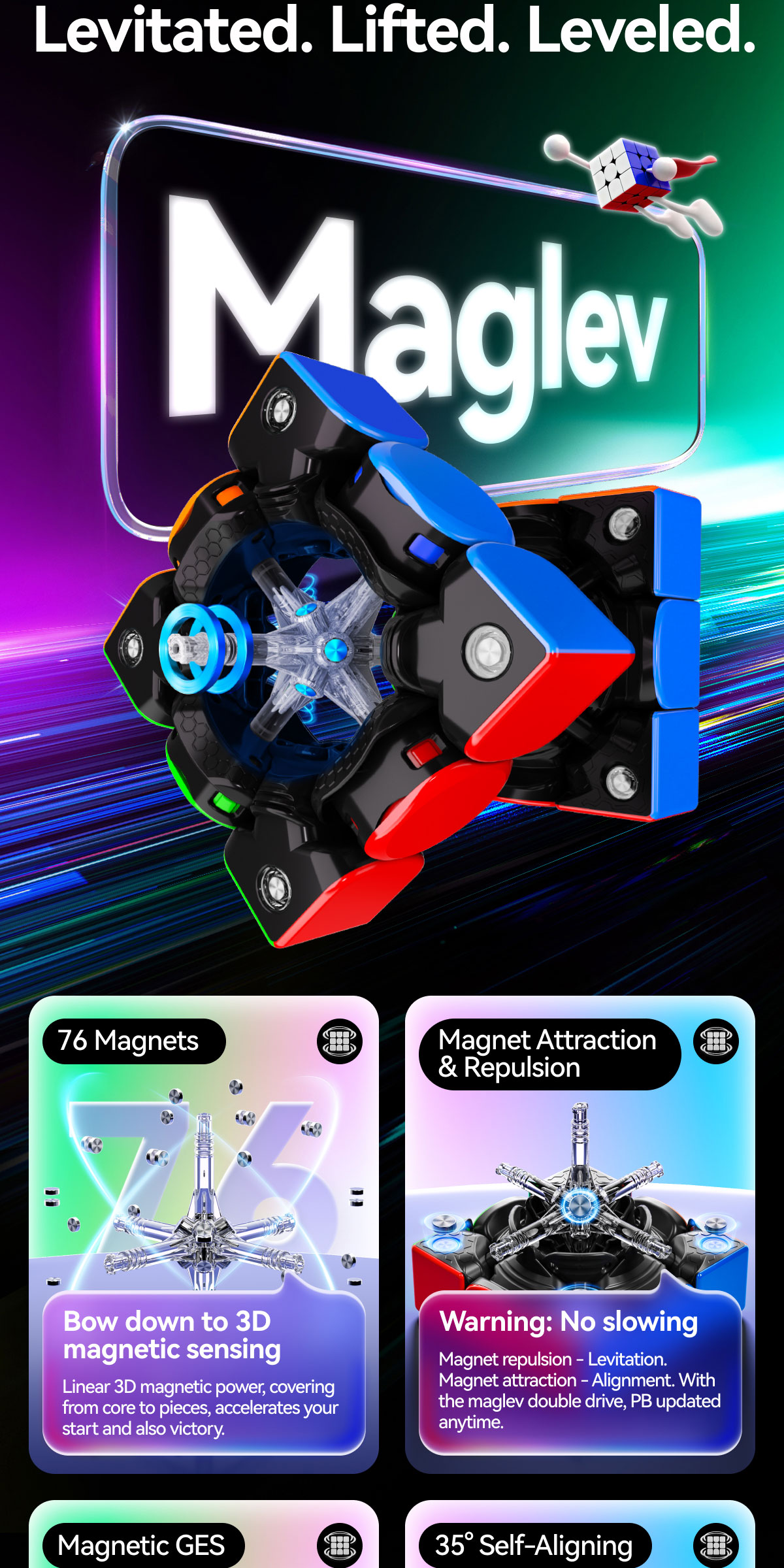 GAN V100 Maglev 3x3 Magnetic Speed Cube Magic Cube Education Puzzle ...