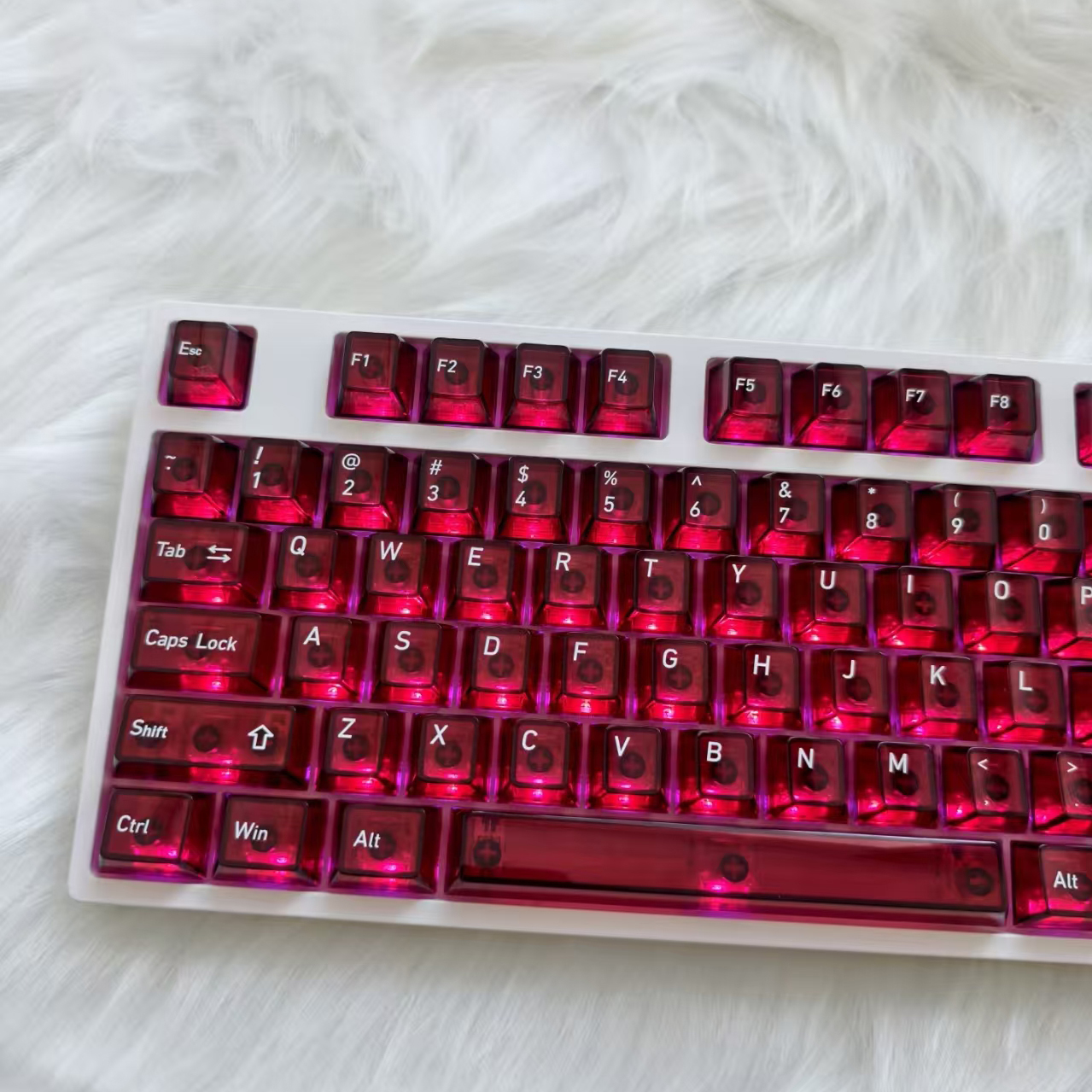 119 Keys Red Clear Crystal Keycaps Full Transparent PC Keycaps UV ...