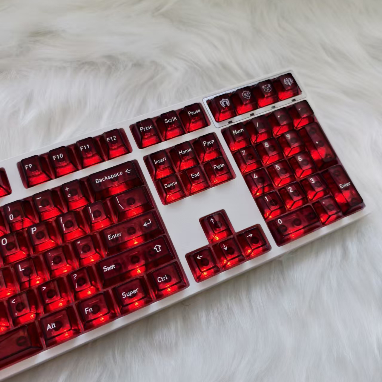 119 Keys Red Clear Crystal Keycaps Full Transparent PC Keycaps UV ...