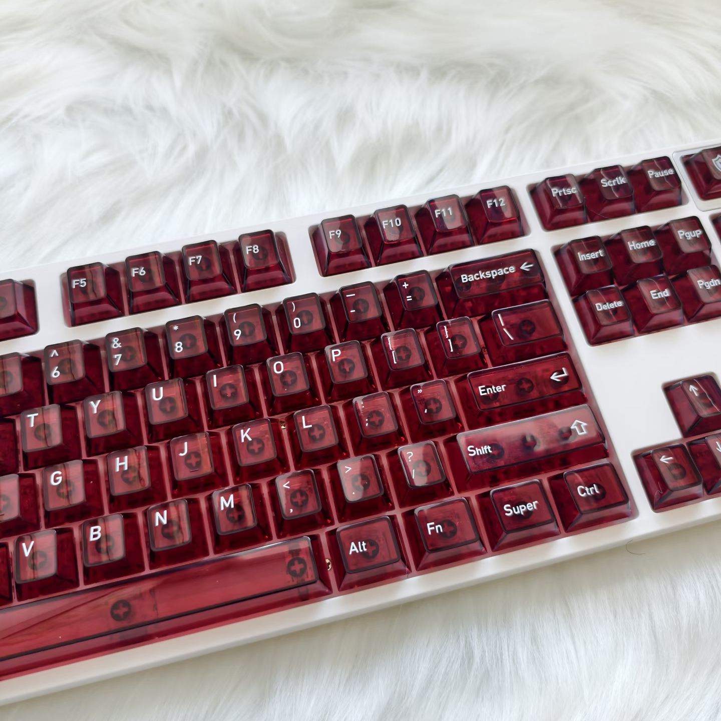 119 Keys Red Clear Crystal Keycaps Full Transparent PC Keycaps UV ...