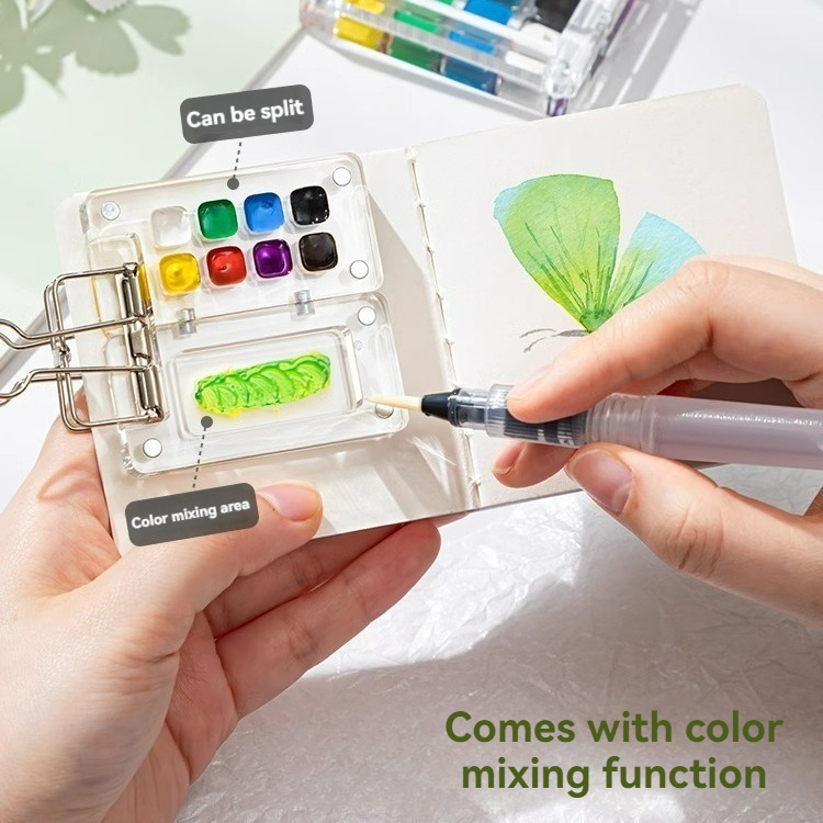 Mini Watercolor Paint Palette Acrylic 8/15 Grid Paint Box with Clip ...