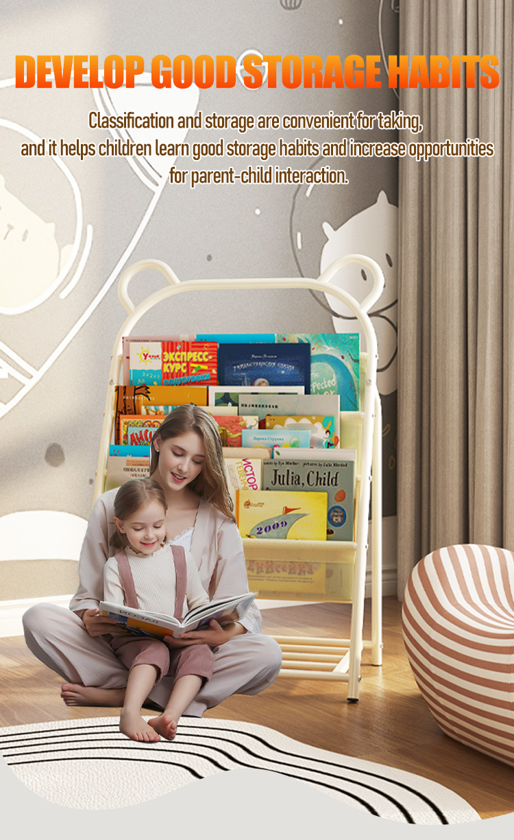 An iron bookshelf, home reading corner storage layout, book storage ...