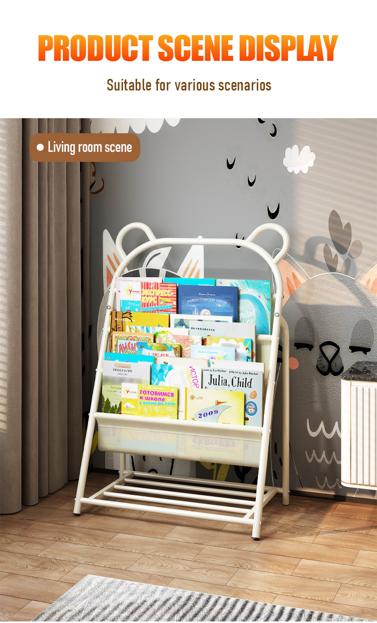 An iron bookshelf, home reading corner storage layout, book storage ...