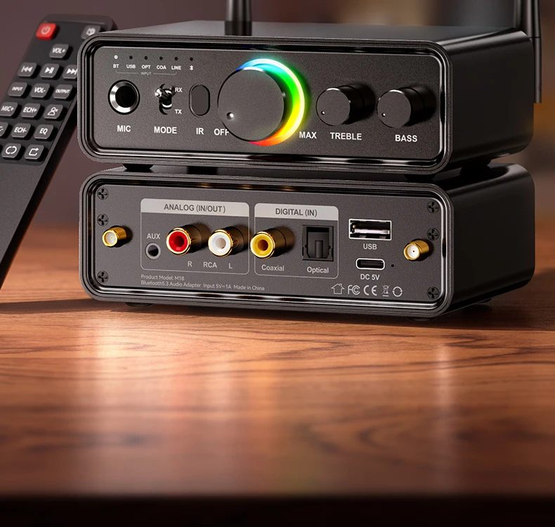 RGB Bluetooth 5.3 Audio Transmitter Receiver 3.5MM AUX/RCA/USB/Coaxial ...