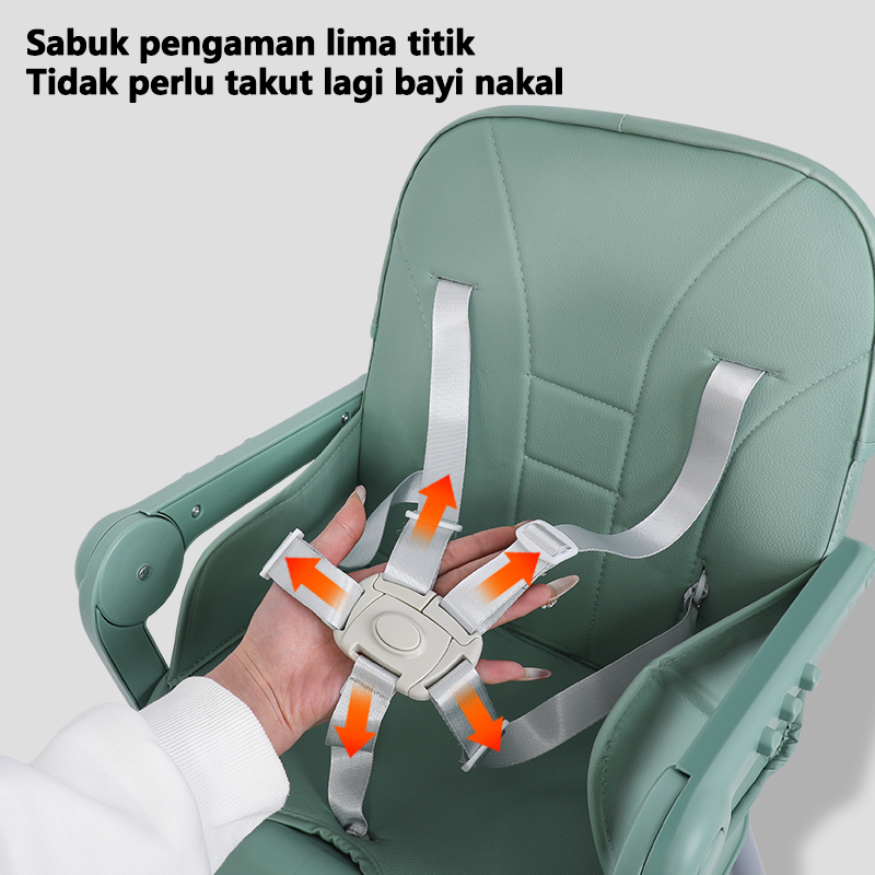 Baby High Chair Adjustable Height Double-layer Tray Foldable Chair ...