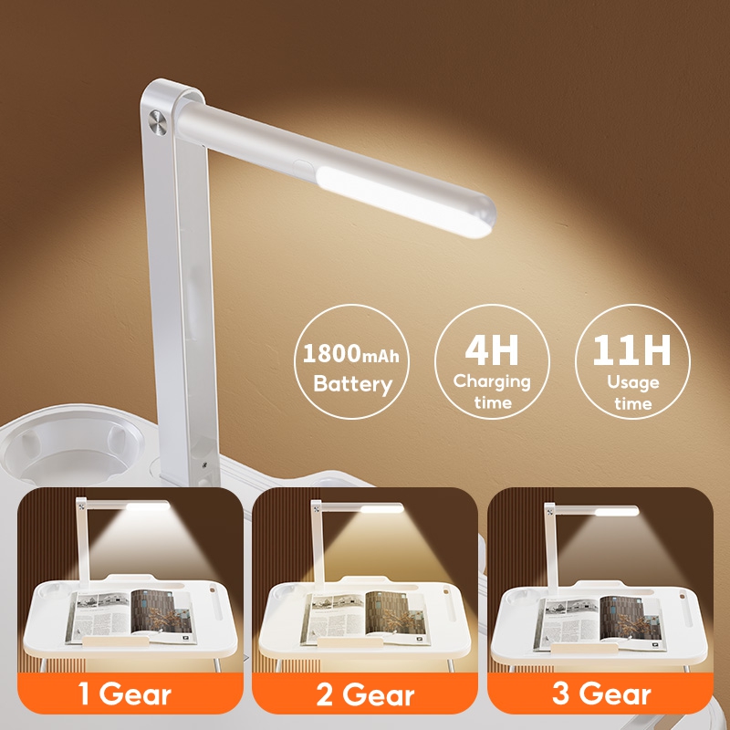OATSBASF Foldable Storage Study Desk Tablet Stand With Reading Light ...